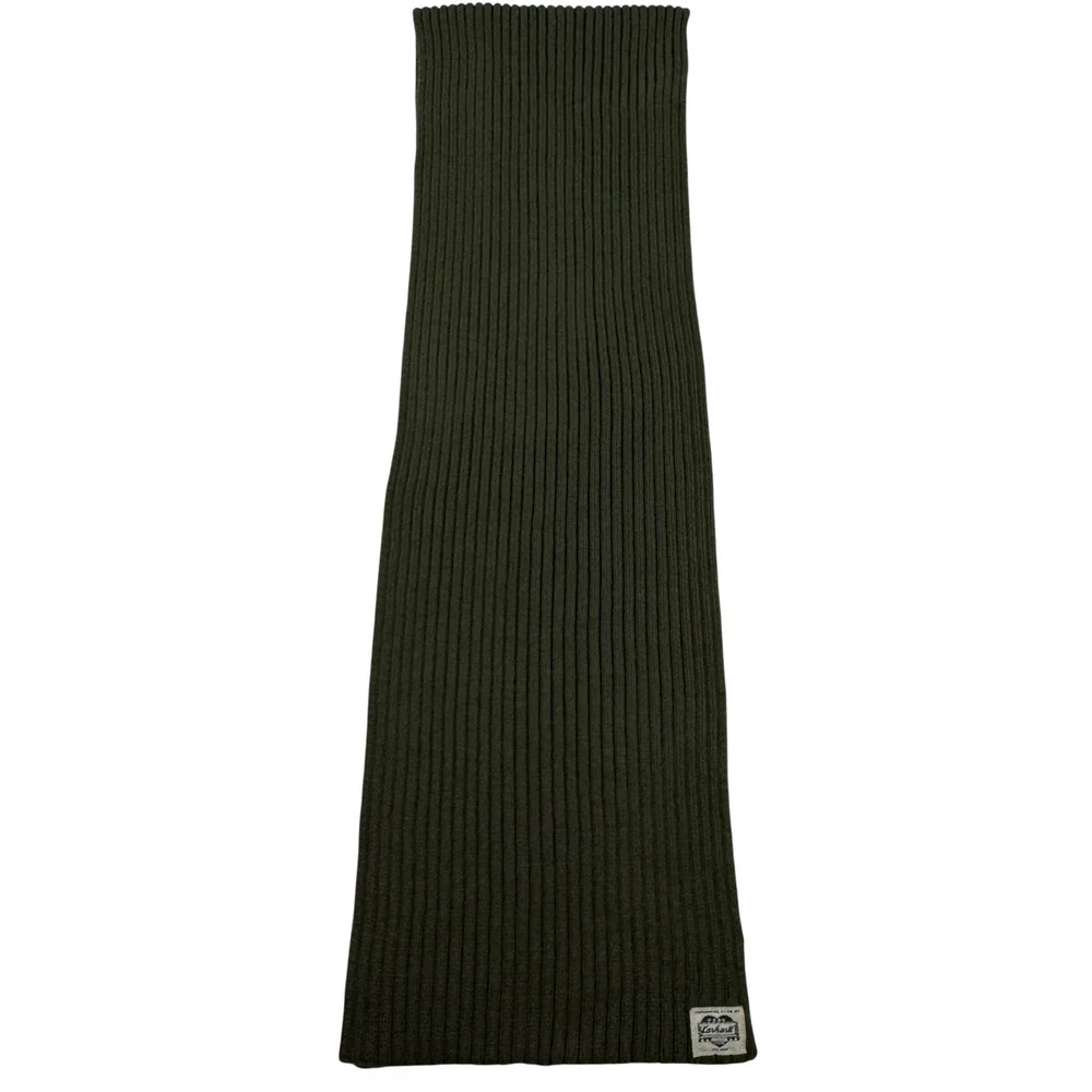 Vintage Heart Logo Carhartt Ribbed Knit Scarf Olive Green Work Wear